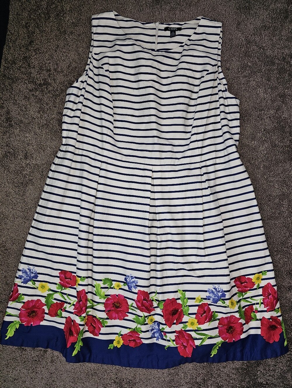 Chaps Sleeveless Nautical Fit And Flare Midi Summer Spring Dress Floral Sz 20W